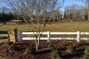 Spilt Rail Fence with Stone Columns